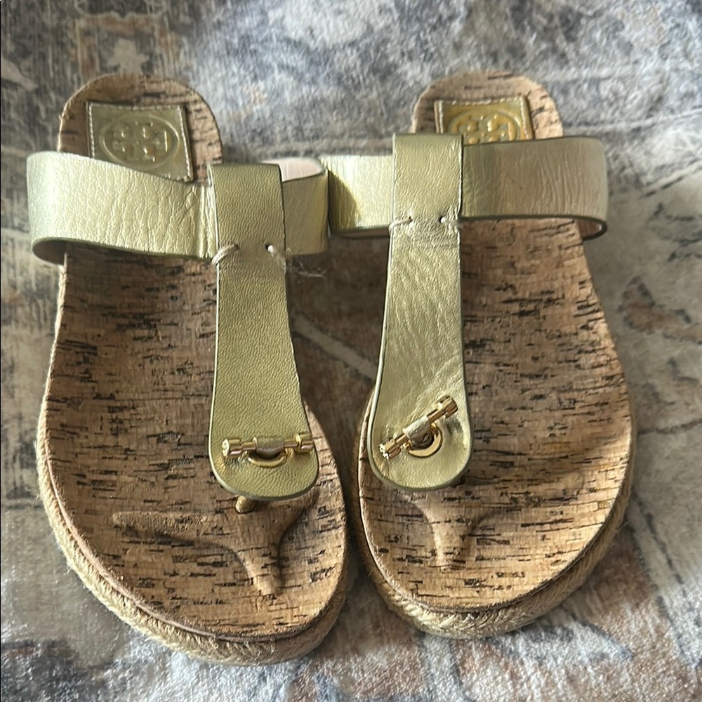 Tory Burch Gold Leather Sandals